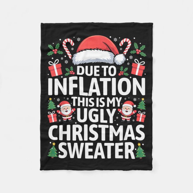 Couverture Polaire Funny Due To Inflation Ugly Christmas Sweaters Men (Devant)