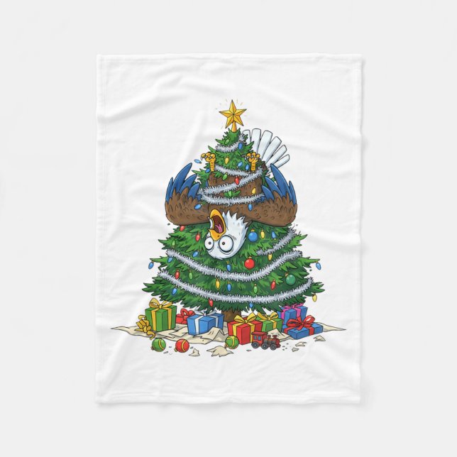 Couverture Polaire Funny Eagle Christmas Tree Lights Kids Mens Womens (Devant)