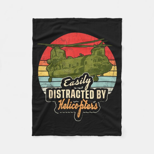 Couverture Polaire Funny Easily Distracted By Chinook Helicopter Retr (Devant)