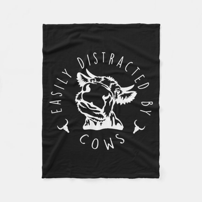 Couverture Polaire Funny Easily Distracted By Cows Design  (Devant)