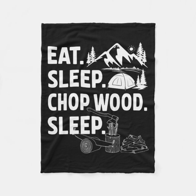 Couverture Polaire Funny Eat Sleep Chop Wood Repeat Lumberjack  (Devant)