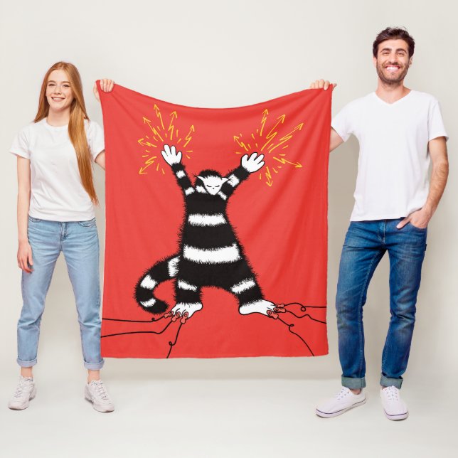 Couverture Polaire Funny Electric Chat Caractère Haute Tension (En situation)