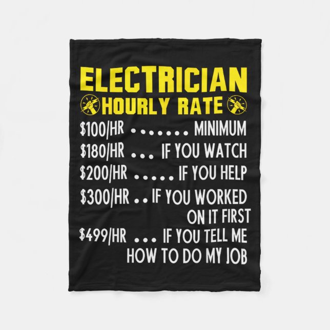 Couverture Polaire Funny Electrician Hourly Rate Pricing Chart  (Devant)