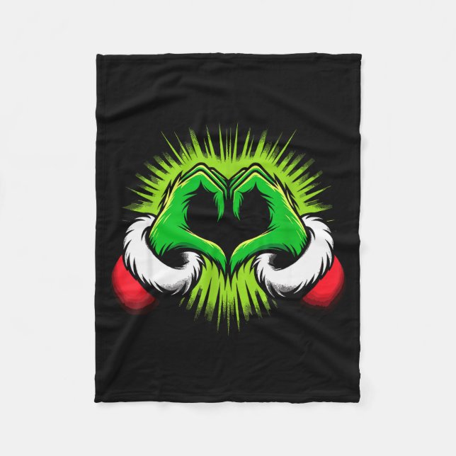 Couverture Polaire Funny Elf Heart Hands Love Christmas  (Devant)
