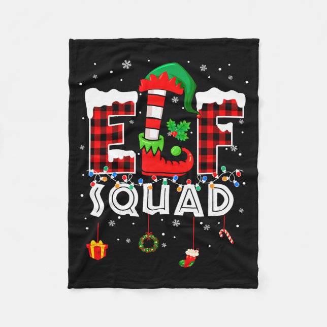 Couverture Polaire Funny Elf Squad Christmas Family Matching Pajamas  (Devant)