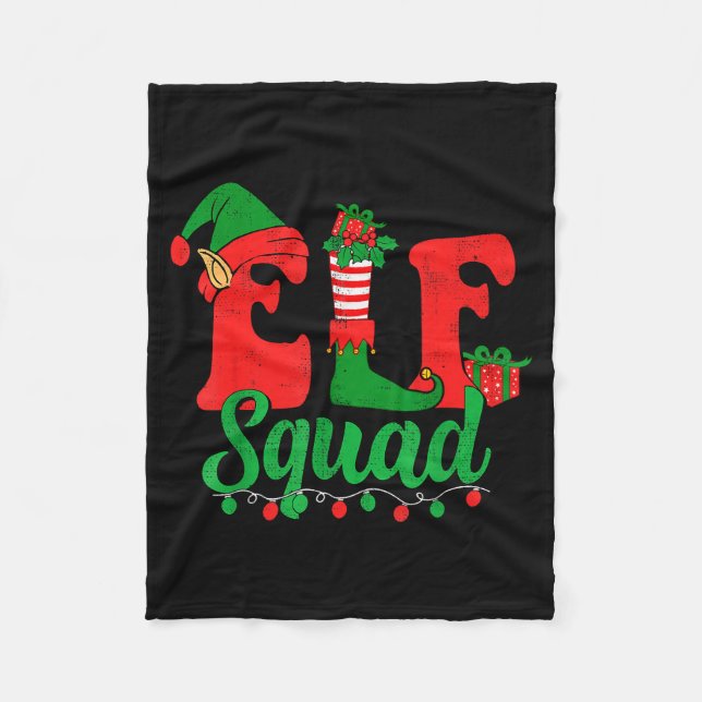 Couverture Polaire Funny Elf Squad Santa Hat Family Matching Christma (Devant)