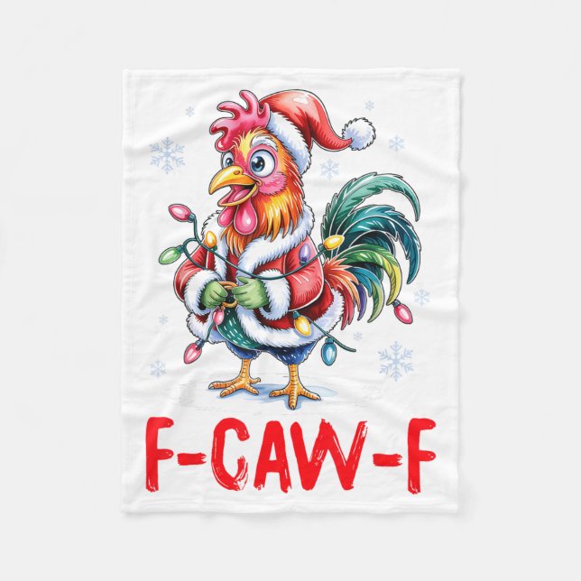 Couverture Polaire Funny F-caw-f Chicken Humor Santa Rooster Christma (Devant)