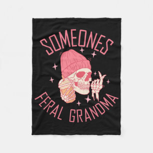 Couverture Polaire Funny Feral Grandma Halloween Skeleton