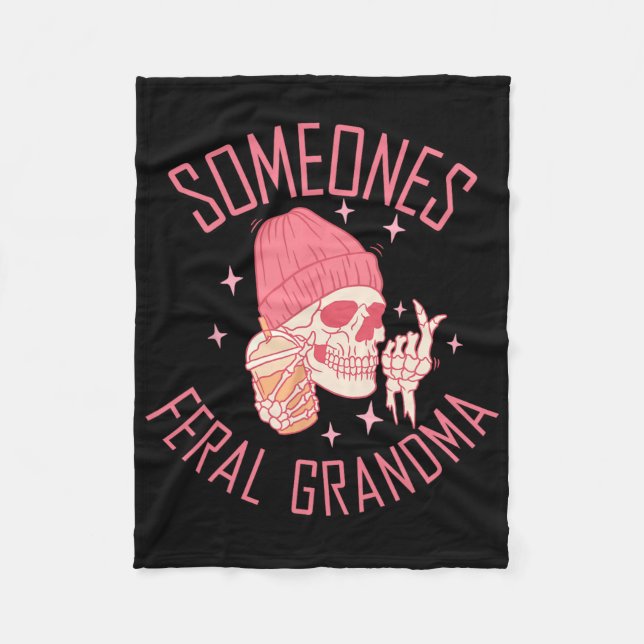 Couverture Polaire Funny Feral Grandma Halloween Skeleton (Devant)