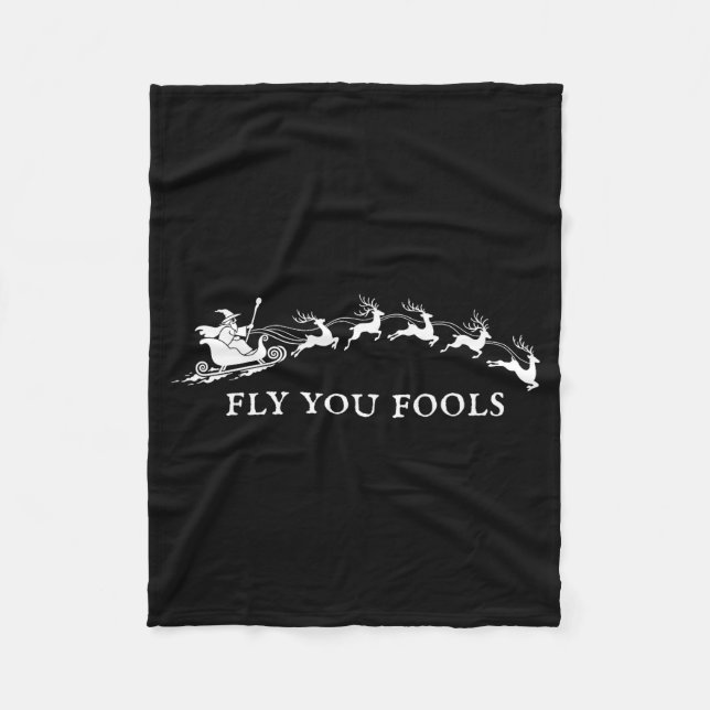 Couverture Polaire Funny Fly You Fools Santa Sleigh Reindeer Christma (Devant)
