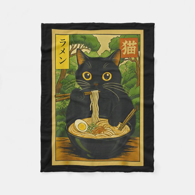 Couverture Polaire Funny Forest Ramen Cat Japanese Noodle Kitten  (Devant)
