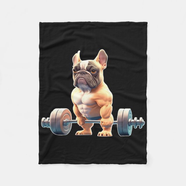 Couverture Polaire Funny French Bulldog Bodybuilding Gym Frenchie Wei (Devant)