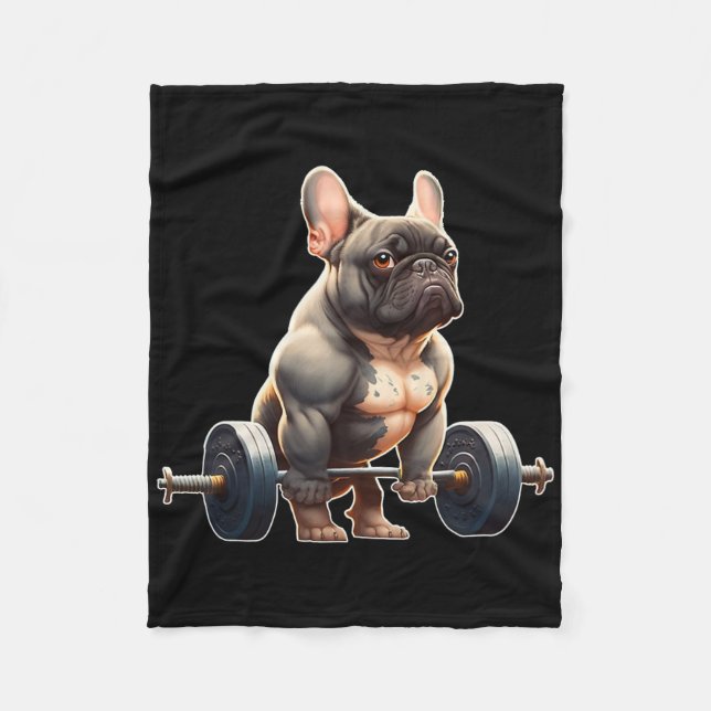 Couverture Polaire Funny French Bulldog Bodybuilding Gym Frenchie Wei (Devant)