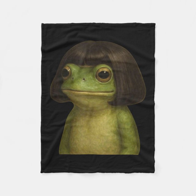 Couverture Polaire Funny Frog Girl Bob Hair Meme Art (Devant)