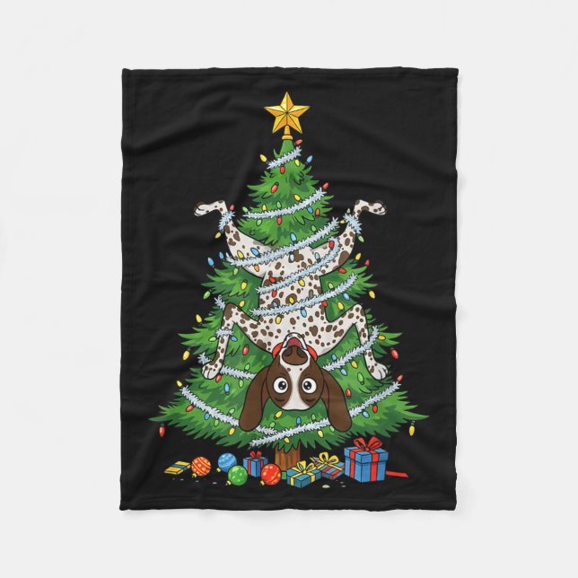 Couverture Polaire Funny German Shorthaired Inter Dog Christmas Tree  (Devant)