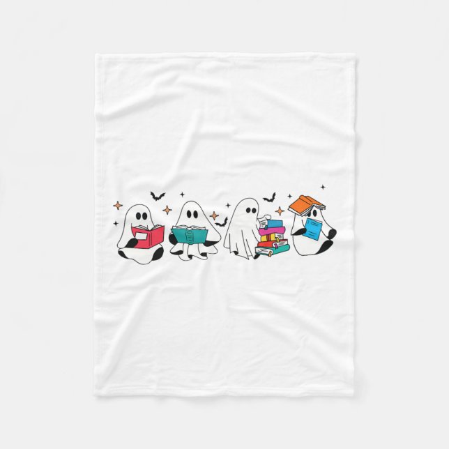 Couverture Polaire Funny Ghost Lecture Livres Enseignant Halloween Éf (Devant)