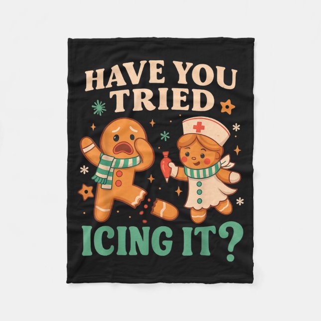 Couverture Polaire Funny Gingerbread Christmas Pun Have You Tried Ici (Devant)