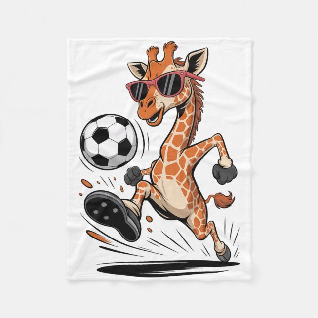 Couverture Polaire Funny Giraffe Playing Soccer Ll Artwork Cool Anima (Devant)