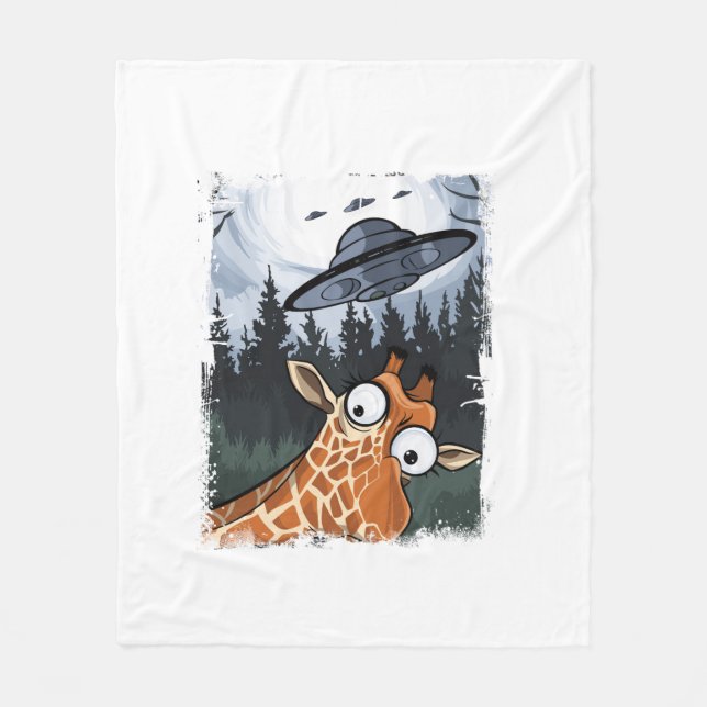 Couverture Polaire Funny Giraffe UFO Zoo Animal Weird Meme Graphique  (Devant)