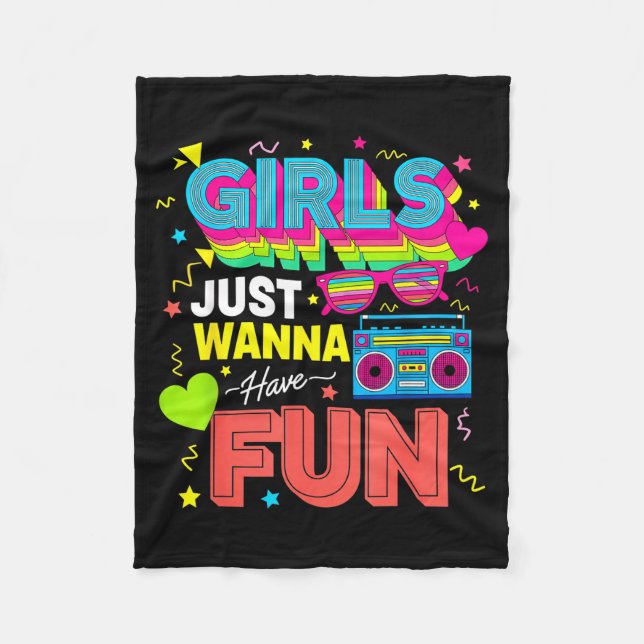Couverture Polaire Funny Girls Just W Have Fun Awesome 70's 80's 90's (Devant)