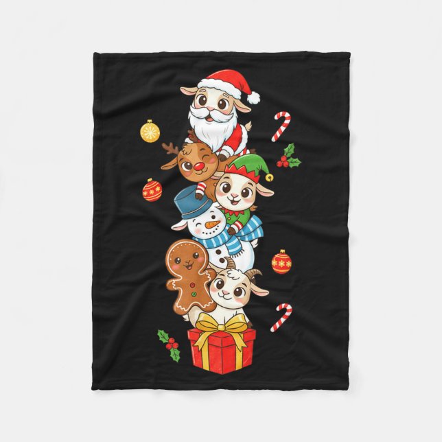 Couverture Polaire Funny Goat Santa Elf Snowman Christmas Womens Mens (Devant)