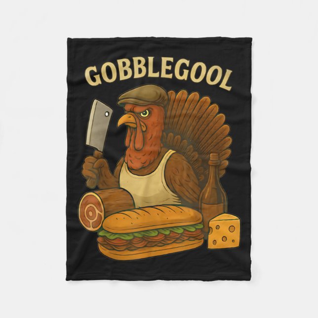 Couverture Polaire Funny Gobbol Turkey Baker Thanksgiving  (Devant)