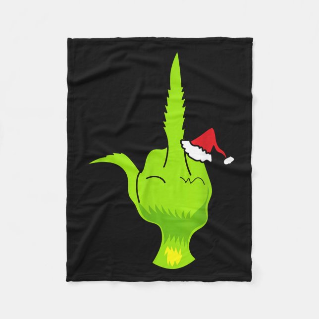 Couverture Polaire Funny Green Hand Middle Finger Xmas Santa  (Devant)