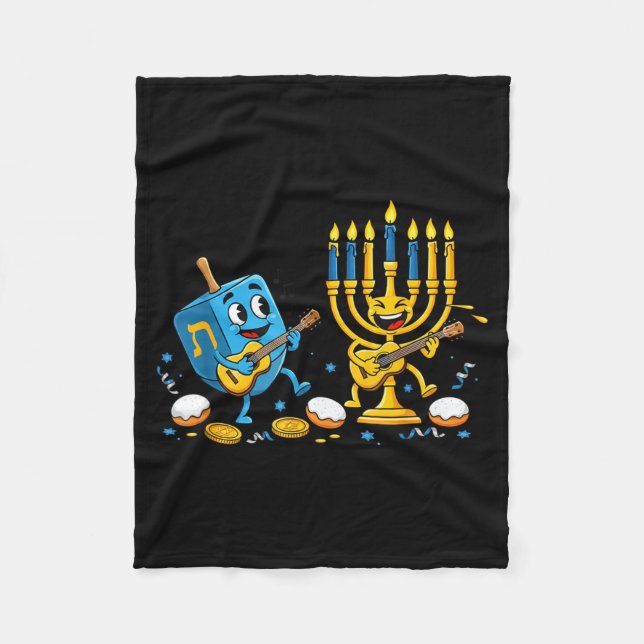 Couverture Polaire Funny Guitar Dreidel Menorah Hanukkah Kids Womens  (Devant)