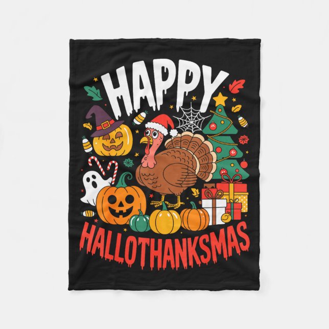 Couverture Polaire Funny Halloween Thanksgiving Christmas Happy Hallo (Devant)