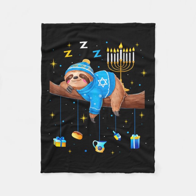 Couverture Polaire Funny Hanukkah Sloth Jewish Chanukah Sleeng Hanukk (Devant)