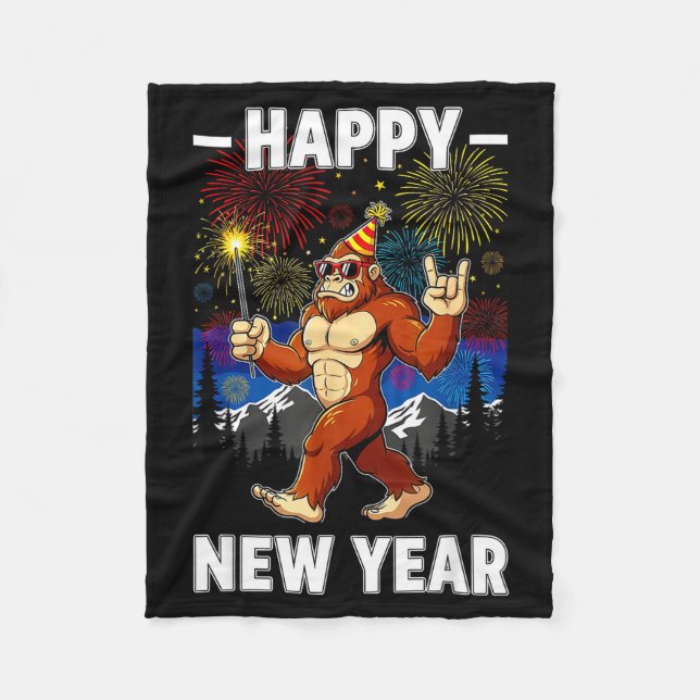 Couverture Polaire Funny Happy New Year 2026 Bigfoot Lovers New Years (Devant)