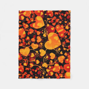 Couverture Polaire Funny Heart Motif VIII - noir rouge jaune