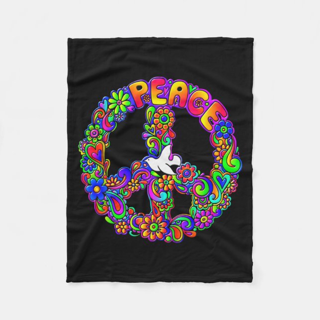 Couverture Polaire Funny Hipe Flower Wer Peace Sign Tee  (Devant)