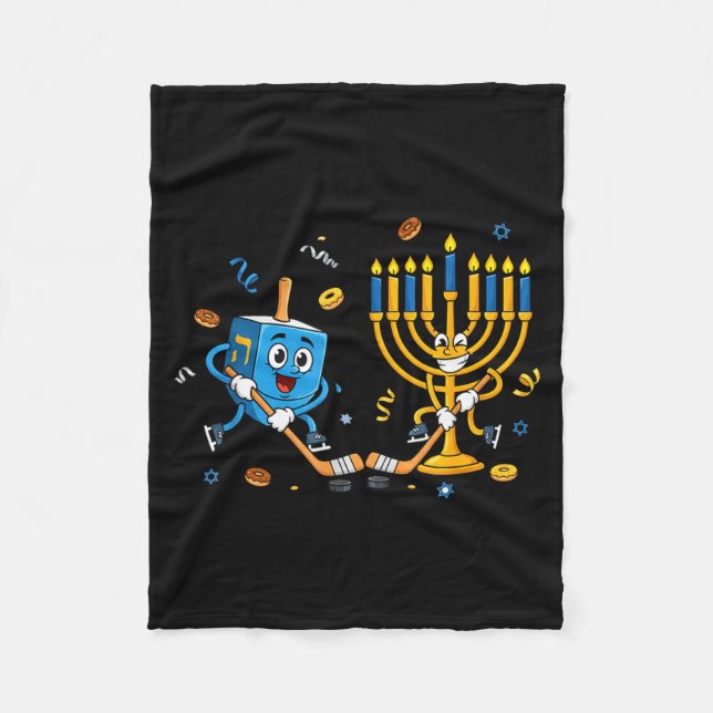 Couverture Polaire Funny Hockey Dreidel Menorah Hanukkah Kids Womens  (Devant)