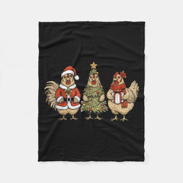 Couverture Polaire Funny Holiday Hen Christmas Chicken  (Devant)