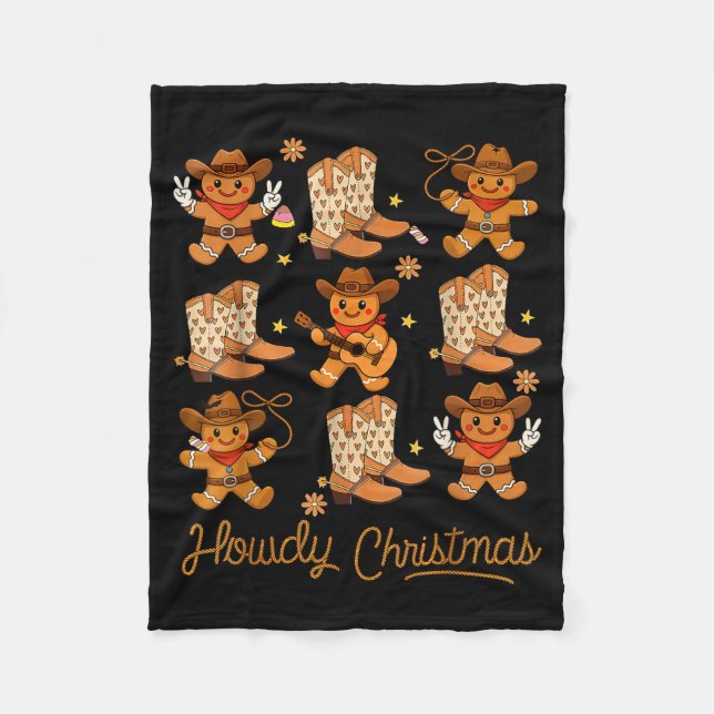 Couverture Polaire Funny Howdy Christmas Gingerbread Cowboy Rodeo Wes (Devant)