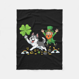 Couverture Polaire Funny Husky Clover St Patricks Day Womens Mens