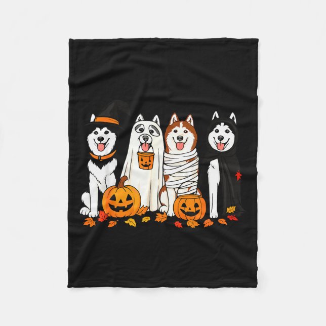 Couverture Polaire Funny Husky Ghost Dogs Halloween Dog Soky  (Devant)