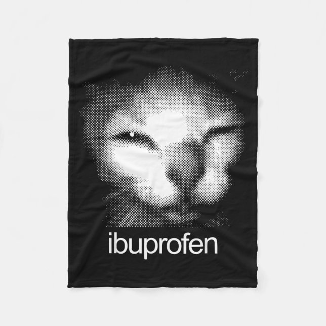 Couverture Polaire Funny Ibuprofen Cat Meme Retro Ugly Cat Face Mens  (Devant)