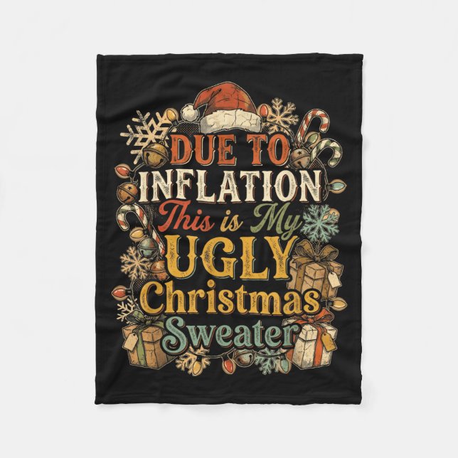 Couverture Polaire Funny Inflation Ugly Christmas Sweater Retro Vinta (Devant)