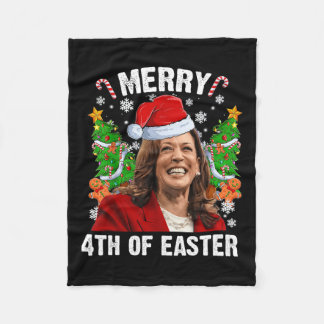 Couverture Polaire Funny Kamala Harris Noël Santa Hat Joyeux 4e