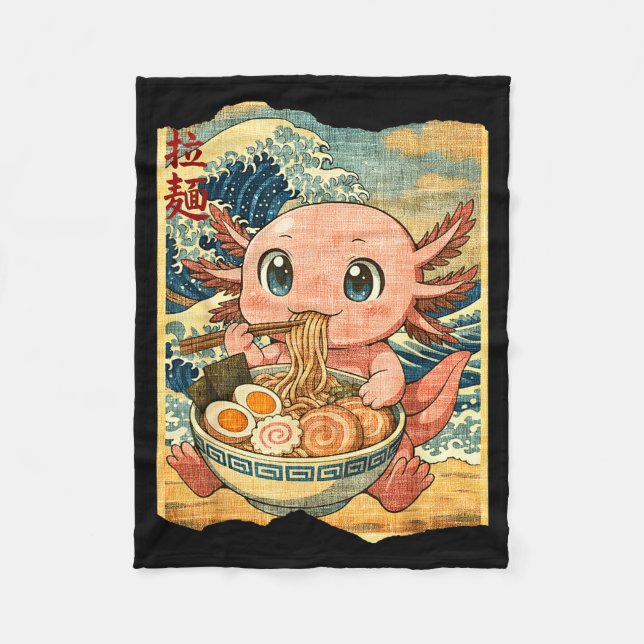 Couverture Polaire Funny Kawaii Axolotl Ramen Noodle Bowl Japanese Wa (Devant)