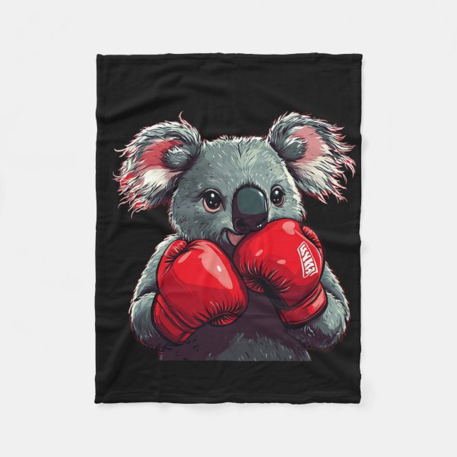 Couverture Polaire Funny Koala Ours Dans Le Cercle Avec Gants De Boxe (Devant)