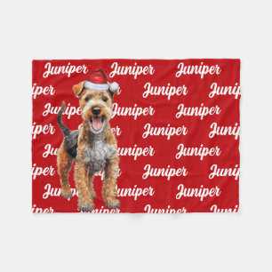 Couverture Polaire Funny Lakeland Terrier Nom du chien Motif Noël