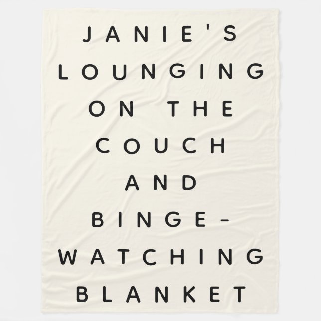Couverture Polaire Funny Lazy Binge Watching Quote Personalized Cream (Devant)