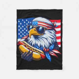 Couverture Polaire Funny Ld Eagle Hotdog Drapeau Américain 4 Juillet
