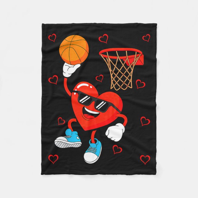 Couverture Polaire Funny Love Basketball Heart Shape Happy Valentine' (Devant)