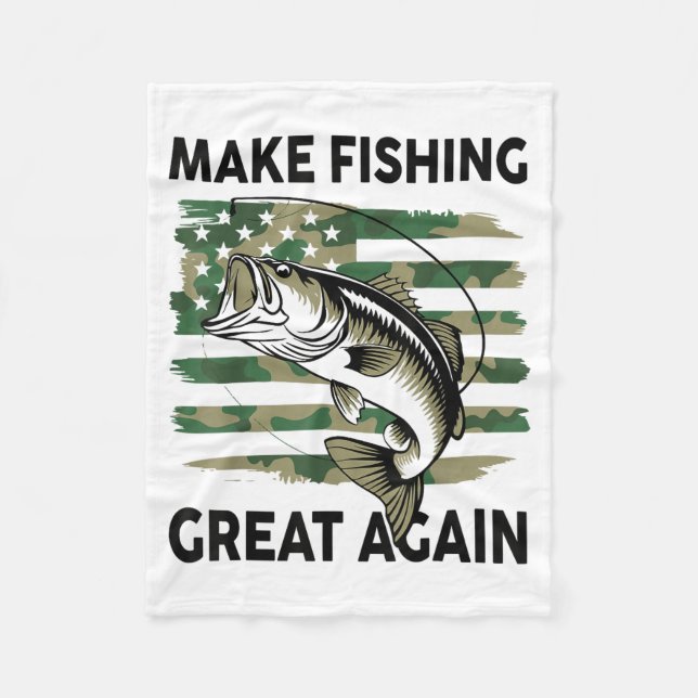 Couverture Polaire Funny Make Fishing Great Again Camo B Fish America (Devant)