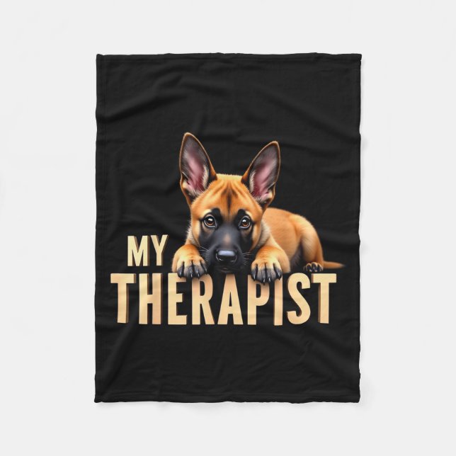 Couverture Polaire Funny Malinois Puppy My Therast Belgian Shepherd D (Devant)