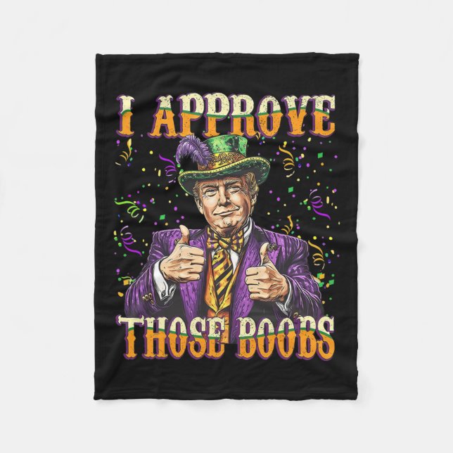 Couverture Polaire Funny Mardi Gras Usa J'Approuve Ces seins (Devant)